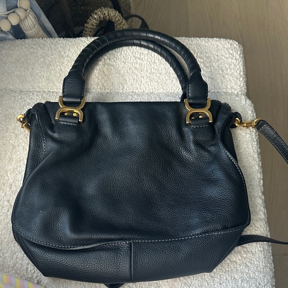 Chloe Black Leather Shoulder Bag with Gold Accents - Picture 3 of 9